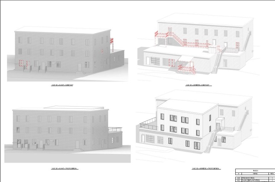 Rendu 3D d'un projet de réaménagement multilogement